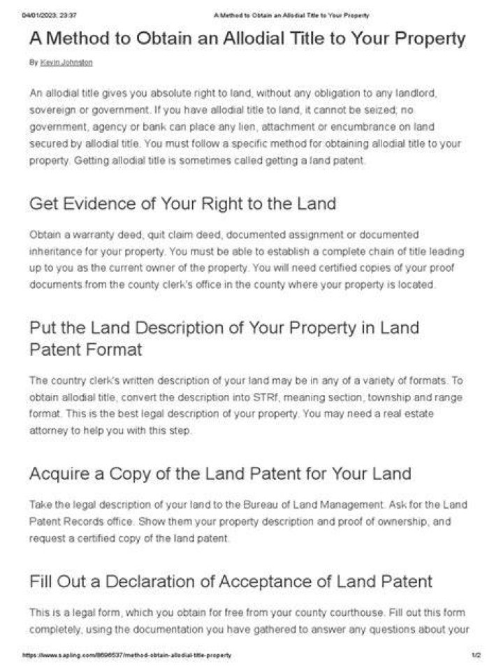 Allodial Title &equiv; Fill Out Printable PDF Forms Online