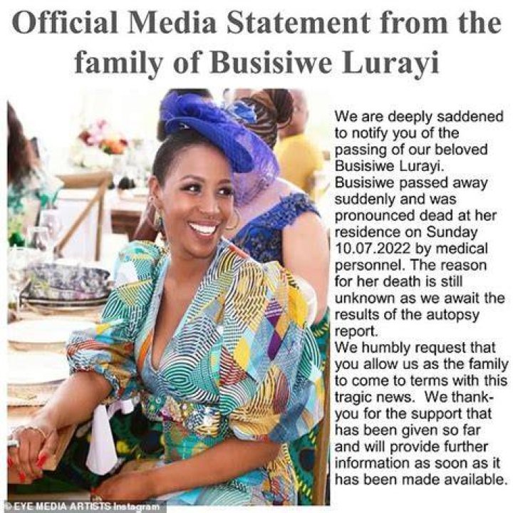 Busisiwe Lurayi's Cause Of Death Explored