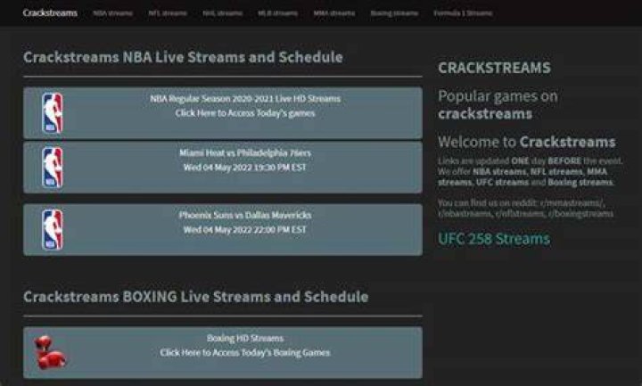CrackStreams NBA, NHL, MLB, MMA, UFC, Boxing, NFL Sports HD Streams
