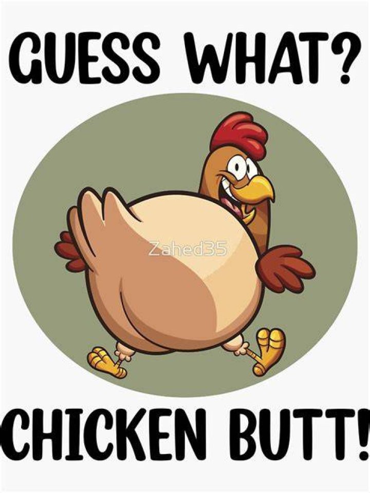 Guess What? Chicken Butt Funny Cartoon Chicken Joke Framed Print