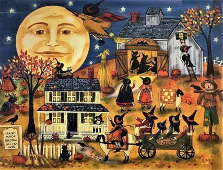 Halloween Village, Painting, Art, Art Background, Halloween Town