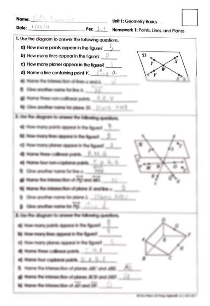 Images Unit 1 Geometry Basics Points Lines And Planes Answer Key Latest