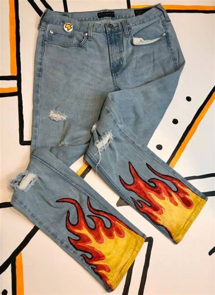 Mens Flame Jeans Handpainted Custom Denim Etsy Painted clothes diy