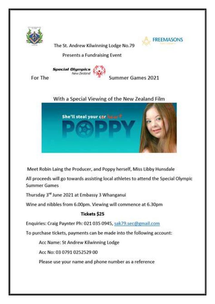 Poppy for Special Olympics Freemasons New Zealand
