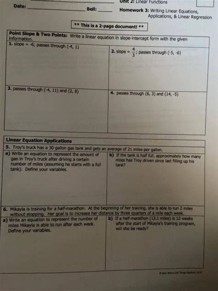 Solved Unit 2 Functions & Their Graphs Date Homework 6
