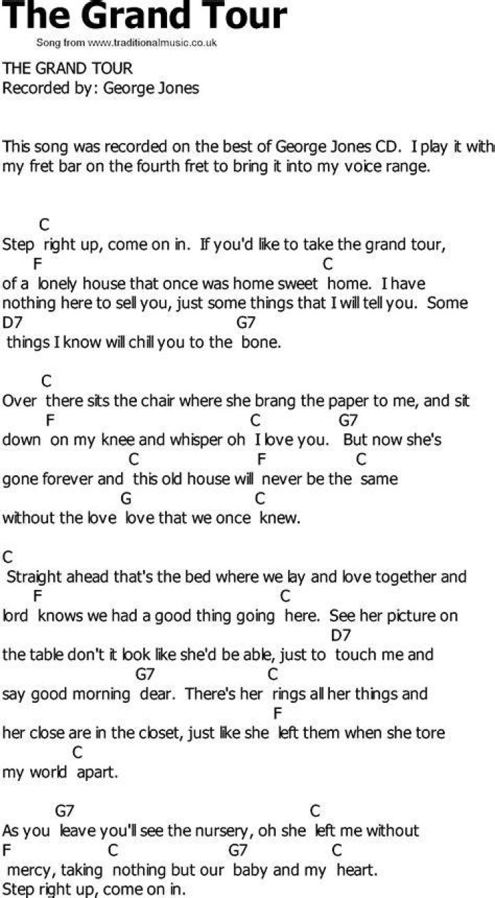 THE GRAND TOUR CHORDS by Jones ChordLines