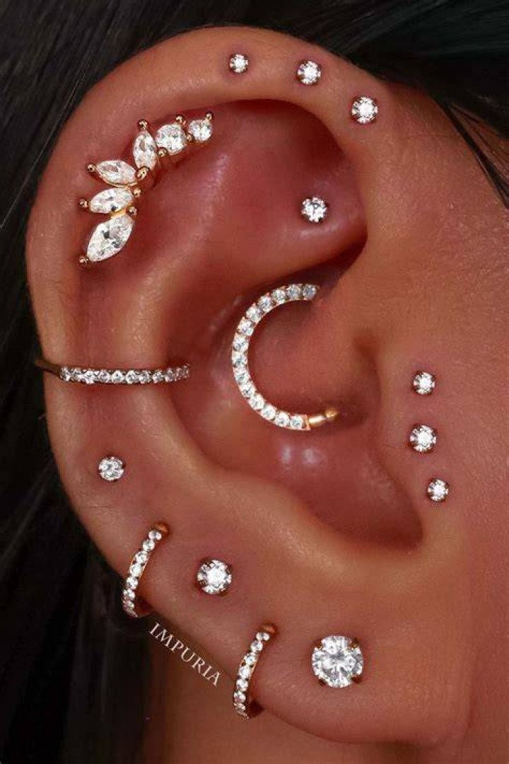 Threeinarow piercings Gaged Ears Pinterest Stretched lobes