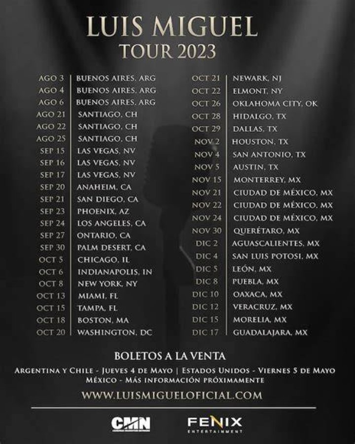 Tickets Luis Miguel 2023 Santander presale for his tour in Mexico Paudal