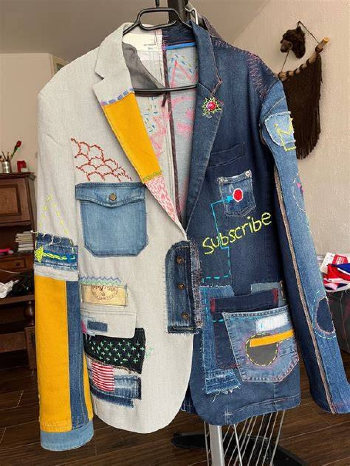 Upcycled Denim Blazer with a Man's Necktie Women Etsy Women